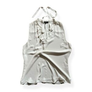 White Halter Top with Ruffle Detail